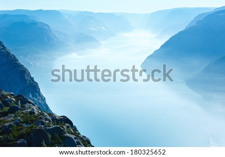 Image, Stock Photo Preikestolen Norway in the morning