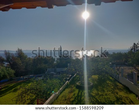 Similar – Panorama von Barcelona mit Büschen im Vordergrund und Sagrada Familia