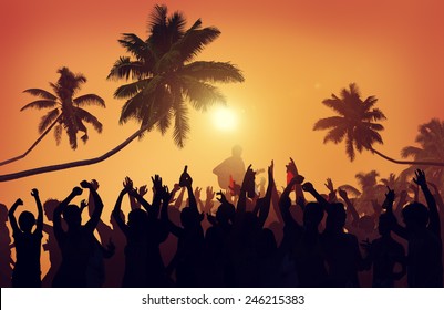 Summer Music Festival Beach Party Performer Excitement Concept