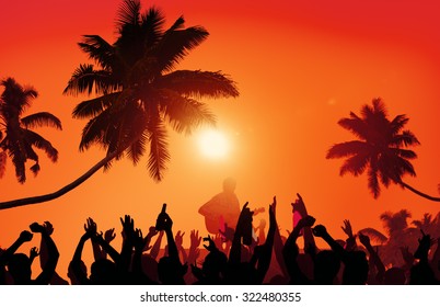 Summer Music Festival Beach Party Performer Excitement Concept