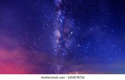 Summer Night Sky At Kudat, Malaysia. Image Contain Soft Focus And Noise Due To Long Expose And High Iso. 