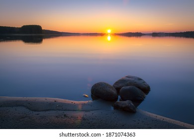 Summer night sunset from Kuhmo, Finland.	 - Shutterstock ID 1871074363