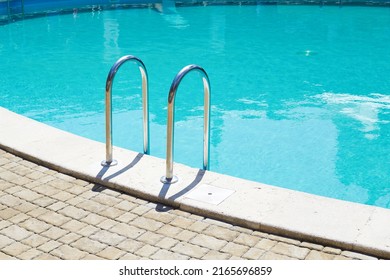 Summer Outdoor Pool With Clear Turquoise Water. Family Friendly Country Club.