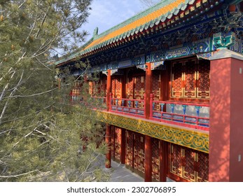 The Summer Palace, known as the 颐和园 in Chinese, is a vast imperial garden in Beijing featuring palaces, temples, and pavilions, surrounded by a tranquil lake.