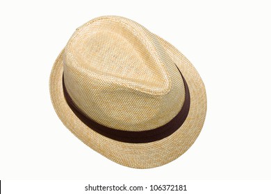 Summer Panama Straw Hat Isolated On White