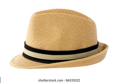 Summer Panama Straw Hat Isolated On White