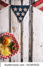 Summer: Patriotic Summertime Cookout Background With Burger