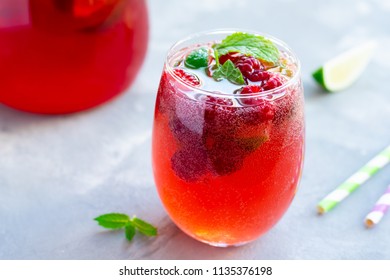 Summer Raspberry Beverage With Sparkling Water