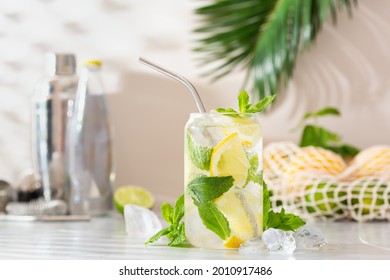 Summer Refreshing Hard Seltzer Cocktail With Shadows