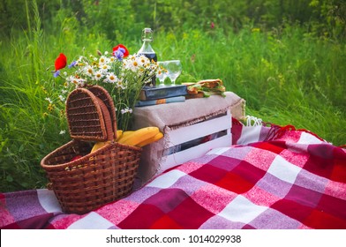 Summer Romantic Picnic - Wine And Flowers