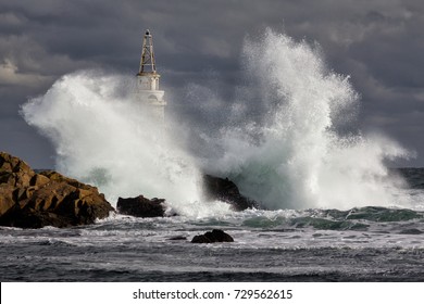 summer sea storm with big waves