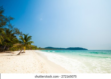 Summer Seascape On Tropical Island Koh Rong In  Cambodia. Landscape Of South East Asia.