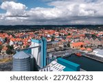 Summer skyline cityscape of Aabenraa, Southern Denmark. Aerial view.
