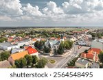 Summer skyline cityscape of Witkowo, Gniezno County, Wielkopolska, Poland. Aerial panoramic view