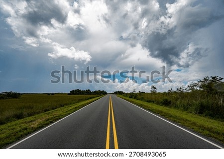 Summer storm cloudscape over main park road in Everglades National Park, Florida.