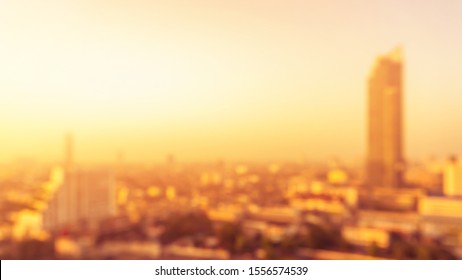 Summer Sun Blur Hot Sunrise Sky With City Rooftop View Background Cityscape Office Building Landscape Blurry Urban Warm Bright Heat Wave Lights Golden Hour Skyline Heatwave Bokeh