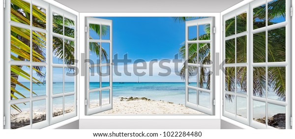 Summer Sunny Day View Window On Stock Photo (Edit Now) 1022284480