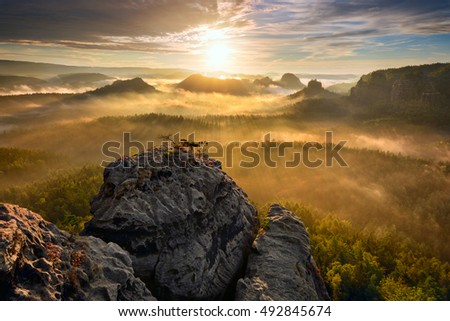 Similar – Golden hour at Picos de Europa mountain range