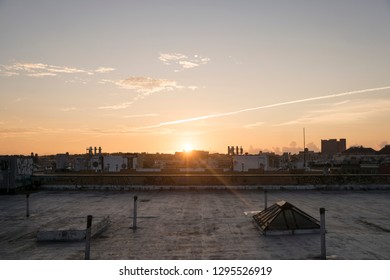 Summer Sunrise on a Rooftop in Bushwick, New York