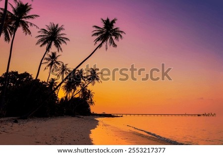 Similar – Image, Stock Photo Landscape with palm trees and a huge moon