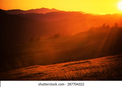 Summer Sunset Landscape. Northern California Scenic View.