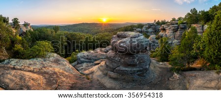 A summer sunset over Garden of the Gods in Southern Illinois