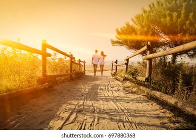 summer sunset time and two lovers 