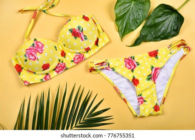 Summer swimsuit bikini fashion, Colorful beach clothes.