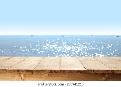 Summer Table And Sea And Sky Of Blue 