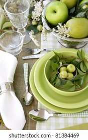 Summer Table Setting In Green