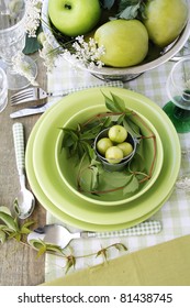 Summer Table Setting In Green