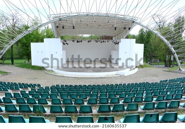 Summer theater.Outdoor theater scene.Outdoor\
summer theater with\
chairs