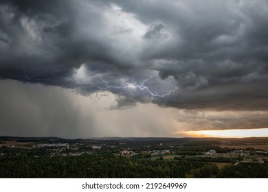 Summer thunderstorm over the forest in Poland