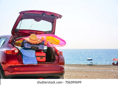 Summer Time And Car On Beach 