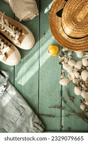 Summer time concept Flat lay composition