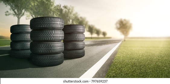 Summer Tires On A Country Road