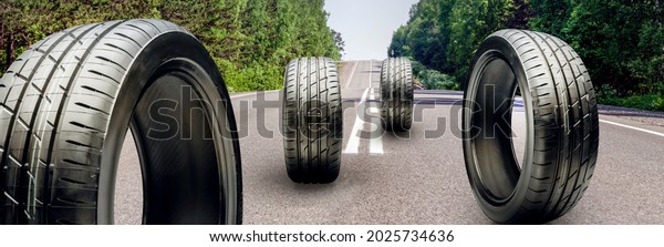 summer tires roll on the asphalt road. the season\
of changing tires