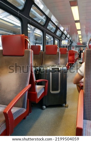 Summer travel concept. Luggage in a train.