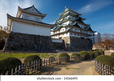 Summer View Of Nagoya Castle Under Blue Sky. Japan