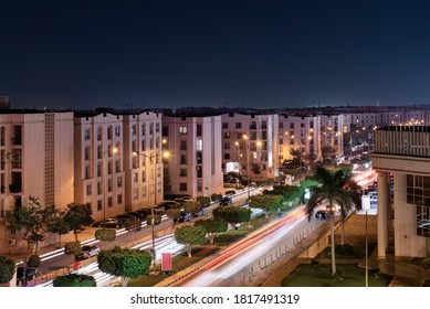 Summer Weekend Nightlife Over New Cairo, Egypt - 2020