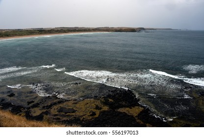 Summerland Bay On Philip Island, Victoria Australia. Place Of The Penguin Parade. The Main Penguin Viewing Area At Summerland Beach Has Tiered Seating And Provides A 180 Degree Elevated Viewing. 