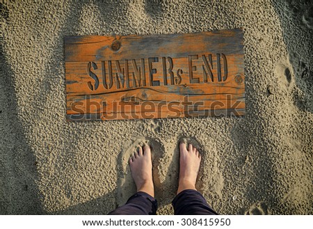 Summer`s end text. Vacation end / back from holiday / back to the work or school concept.