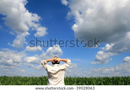 Similar – summer air Man Maize field