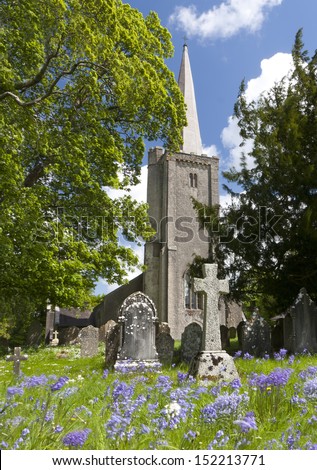 Summertime in a typical english Village Church. Devon, England. Holy Trinity Church.