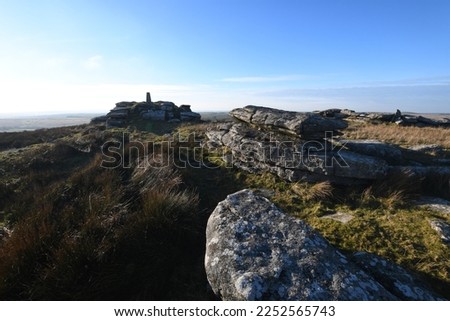 The summit of Hawk's Tor Bodmin Moor Temple Cornwall Stock fotó © 