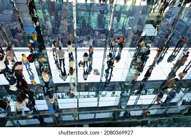 SUMMIT One Vanderbilt, Super Wide View Panorama Interior, Sunrise, View To Downtown Manhattan And Empire State Building, 45 E 42nd St, New York, NY 10017, United States Of America. 9.29.2021