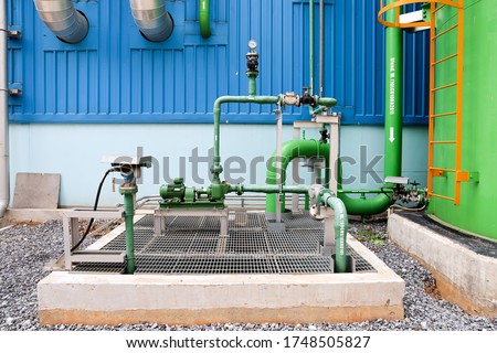 Sump pit of waste water with waste water pump and level transmitter
