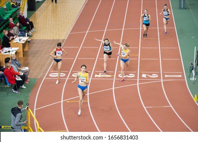 SUMY, UKRAINE - FEBRUARY 22, 2020: Tetyana Kaisen Champion In 200m Race Contest At Ukrainian Indoor Track And Field Championship 2020.