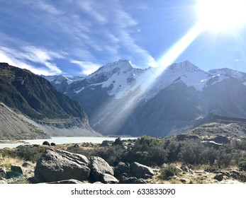 Sun aura give you power at Mount Cook, New Zealand