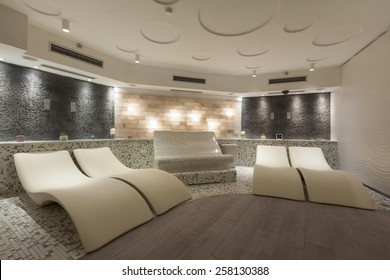 Sun Beds In Hotel Spa Interior